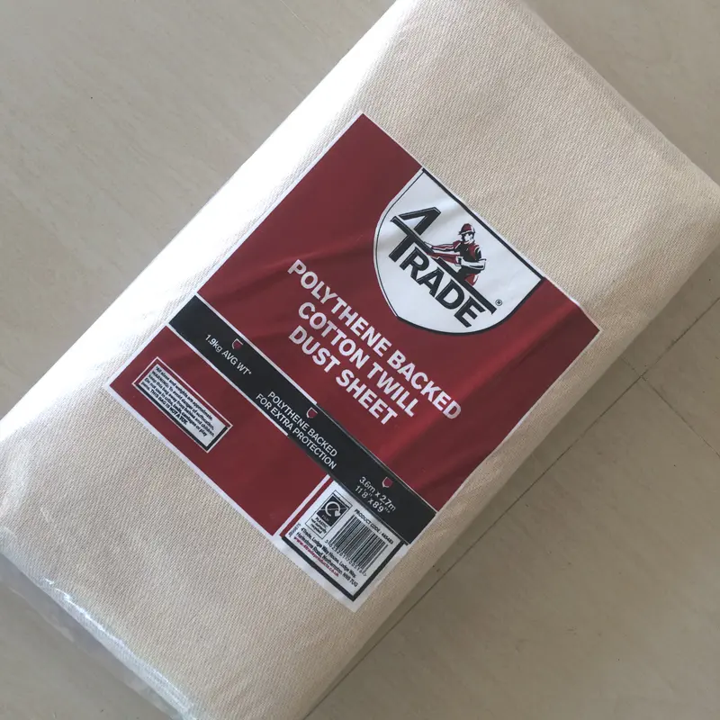 Product image for 4TRADE New Dust Sheet Cotton Plastic 3.6 X 2.7m