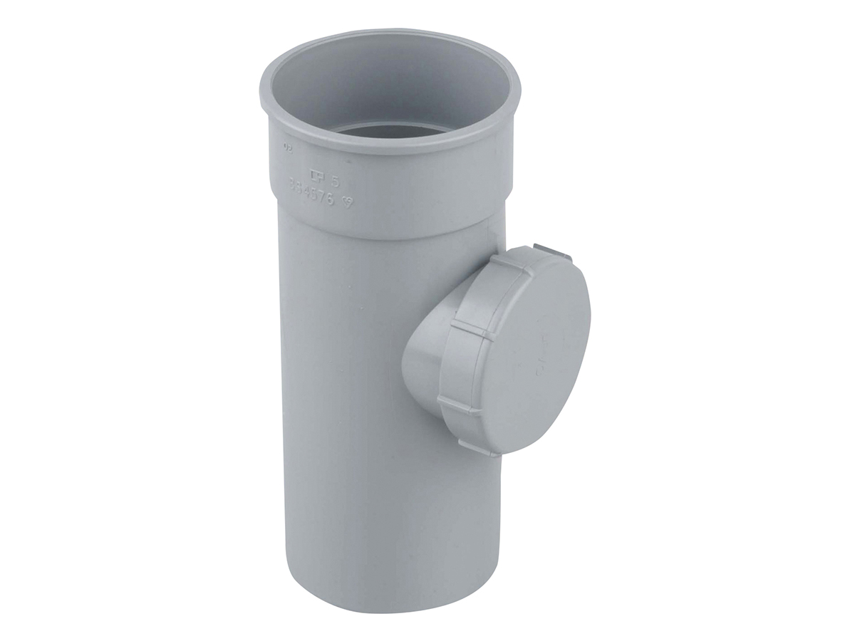 Product image for Wavin Osma Roundline Access Pipe With Screwed Door 68mm Grey