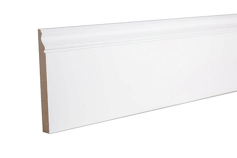 Product image for GoodHome White MDF Ogee Skirting board (L)2.4m (W)169mm (T)18mm