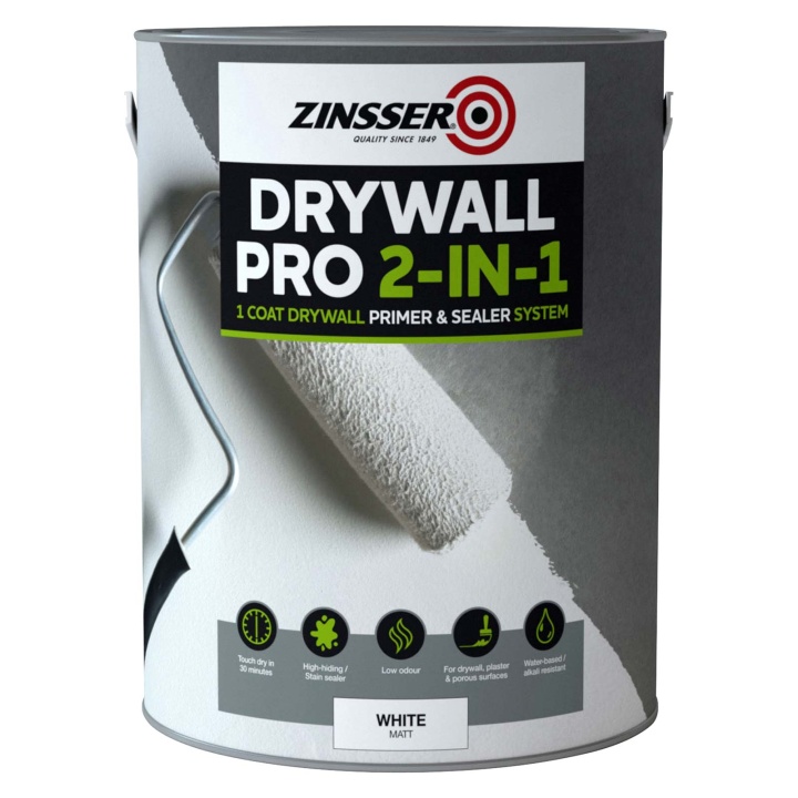 Product image for Zinnser Drywall Pro 2-in-1 Matt White 5ltr