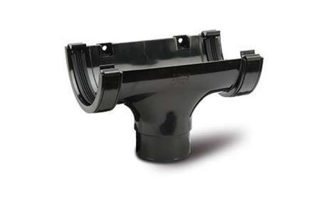 Image of 112mm Half Round Gutter Running Outlet Black