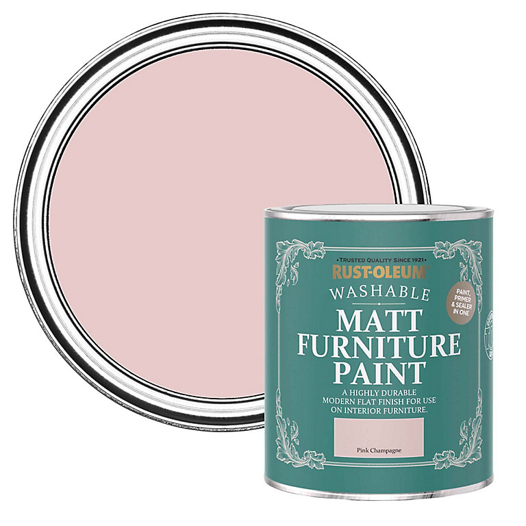 Image of Rust-Oleum Pink Champagne Matt Multi-room Furniture paint, 750ml