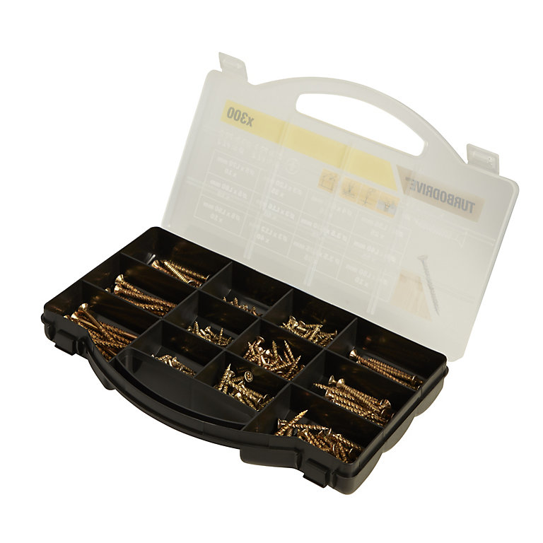Product image for TurboDrive Assorted wood screw TX Double-countersunk Yellow-passivated Steel Screw, Pack of 300