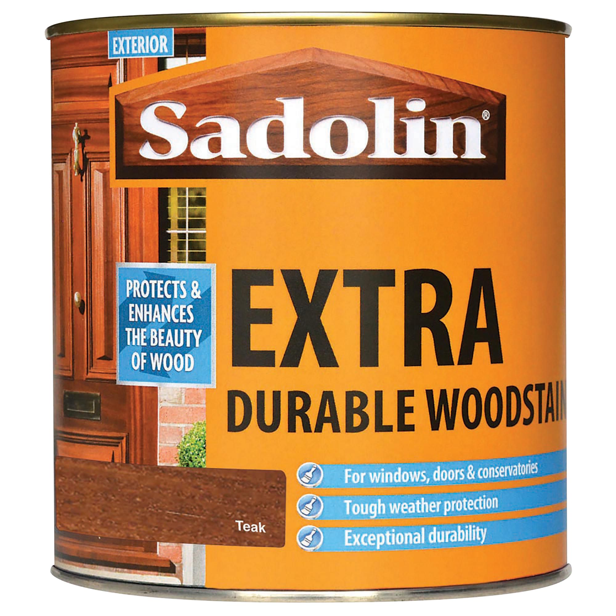 Product image for Sadolin Extra Durable Woodstain Teak 1L 5028534