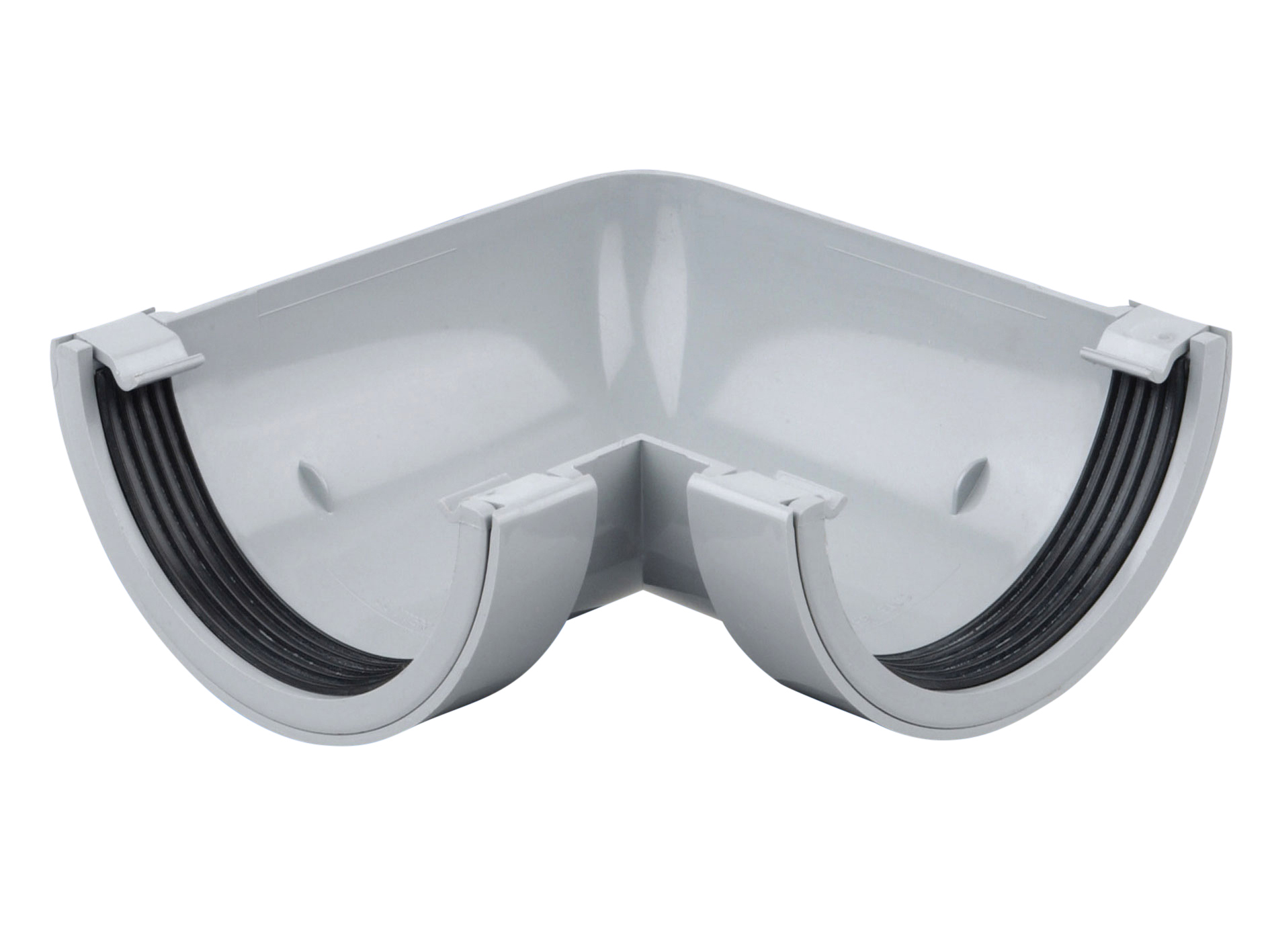 Product image for Wavin Osma Roundline Gutter Angle 90° 112mm Grey 0T003G