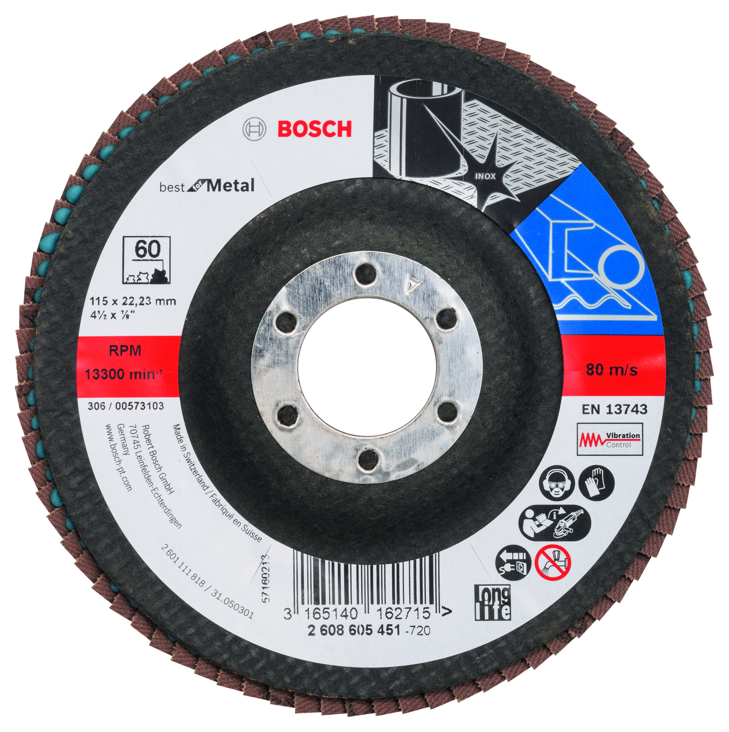 Image of Bosch Flap Discs 115 X 22 X M G60 2608605451