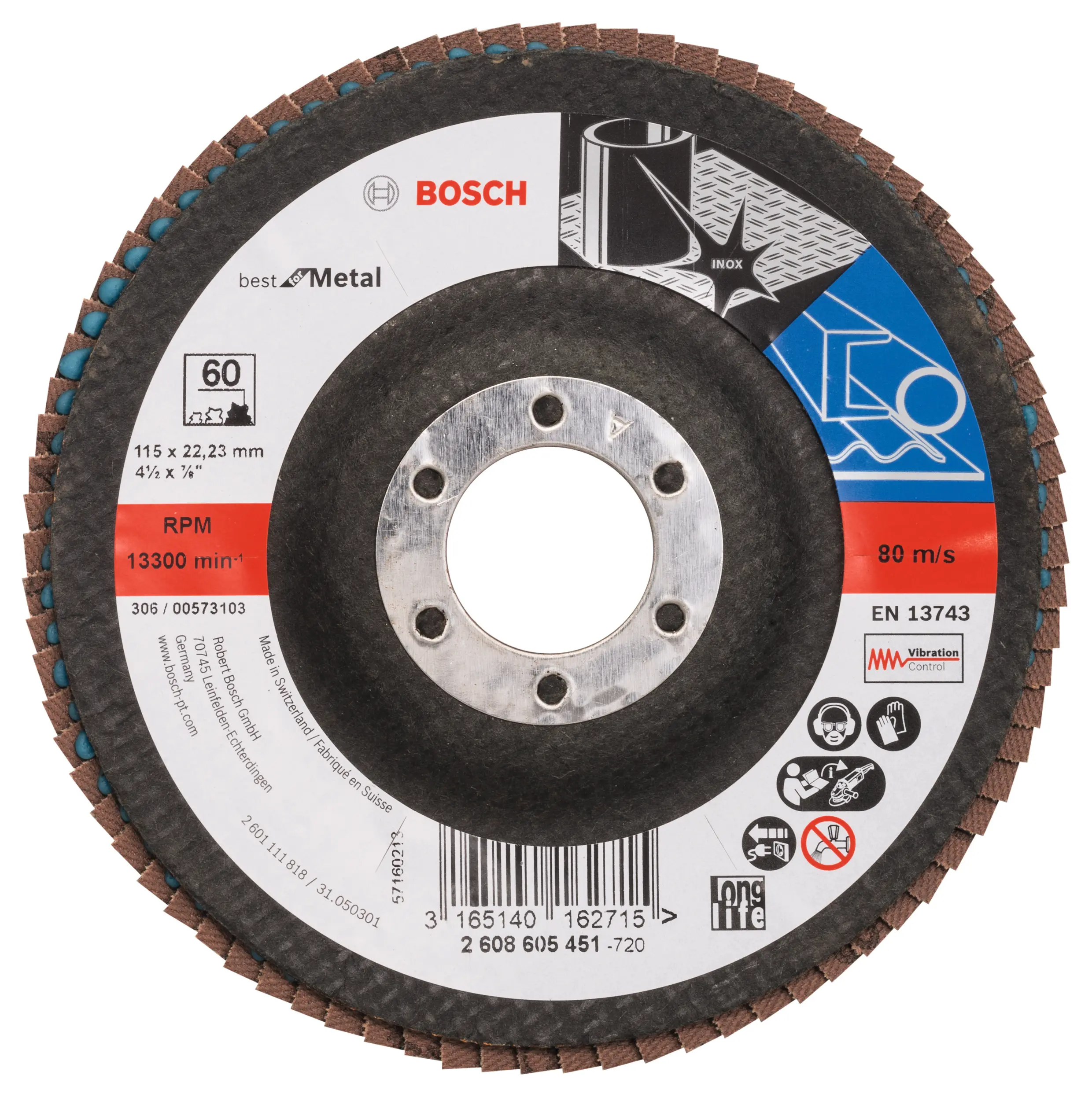 Image of Bosch Flap Discs 115 X 22 X M G60 2608605451