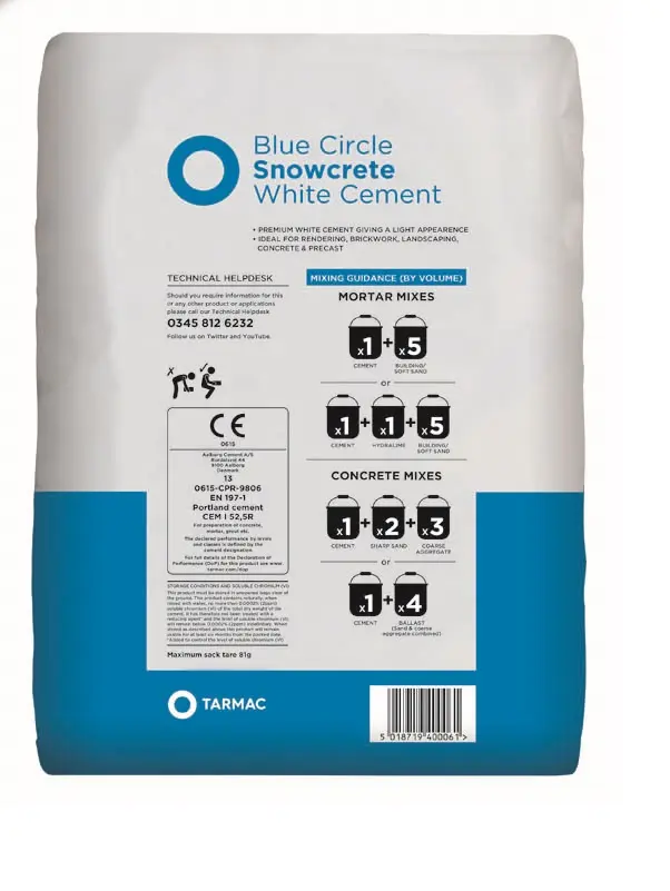 Product image for Blue Circle Snowcrete White Cement 25kg