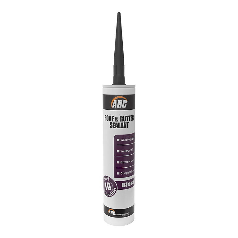 Image of Arc Black Downpipes, gutters & roofs Roof & gutter sealant, 300ml