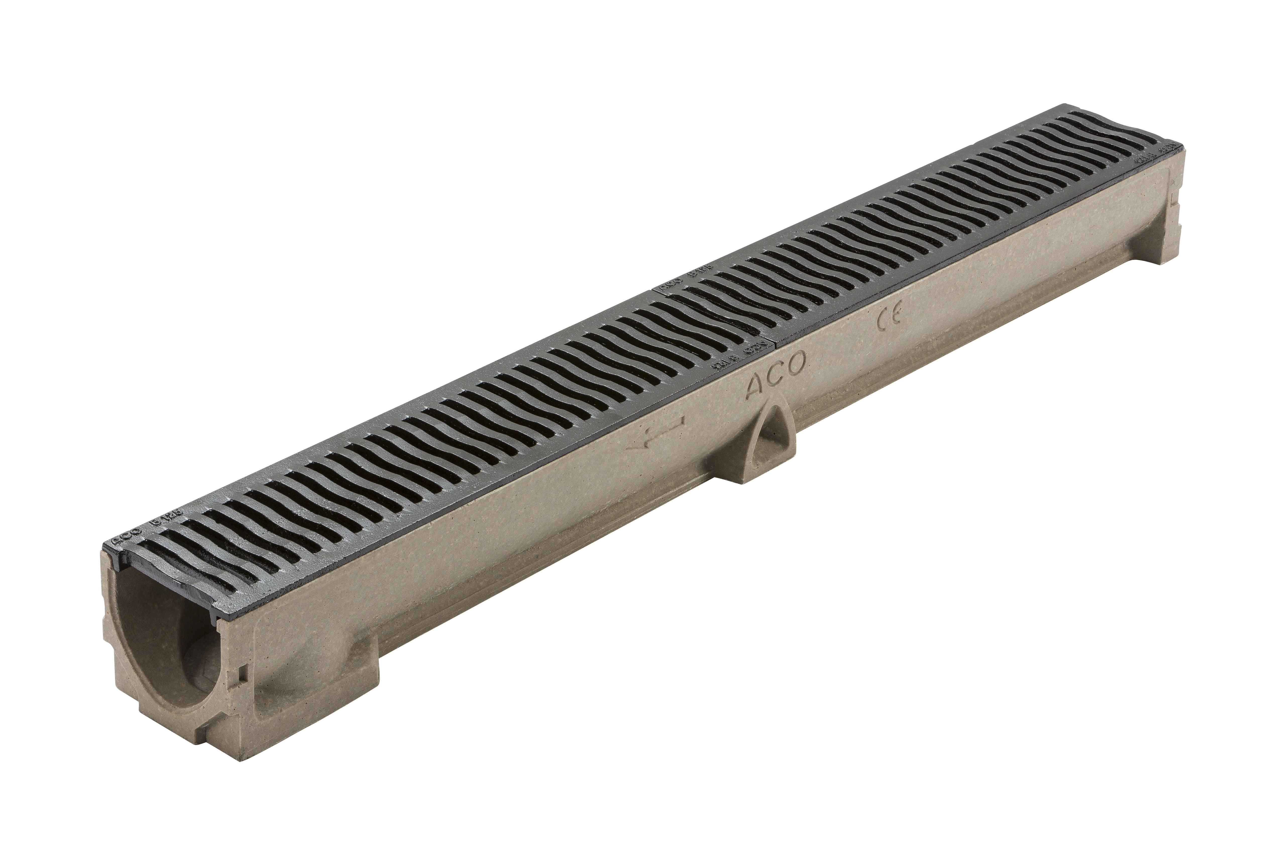 Image of ACO Raindrain B 125 Channel And Cast Iron Grating - 118mm X 97mm X 1000mm