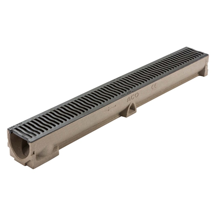 Product image for ACO Raindrain B 125 Channel And Cast Iron Grating - 118mm X 97mm X 1000mm