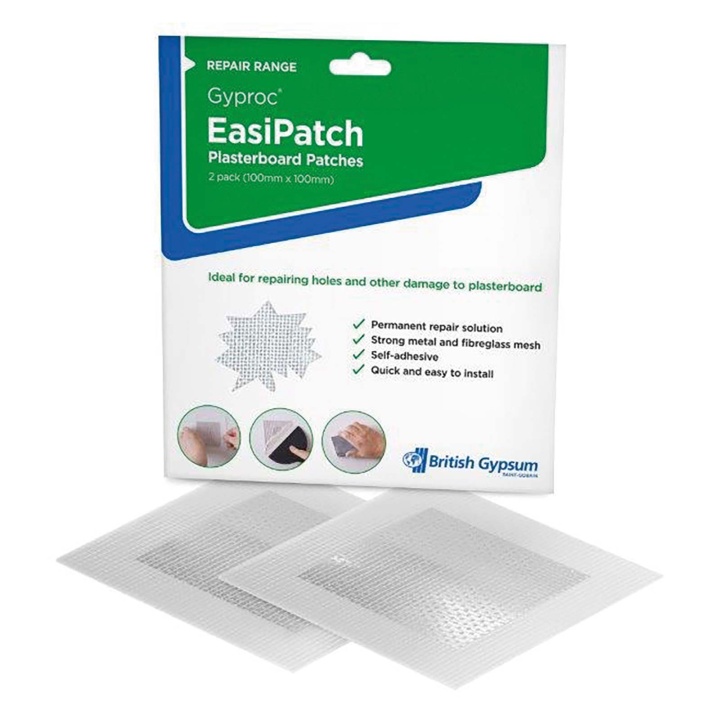 Product image for Gyproc EasiPatch Plasterboard Patches 100 x 100mm Pack of 2