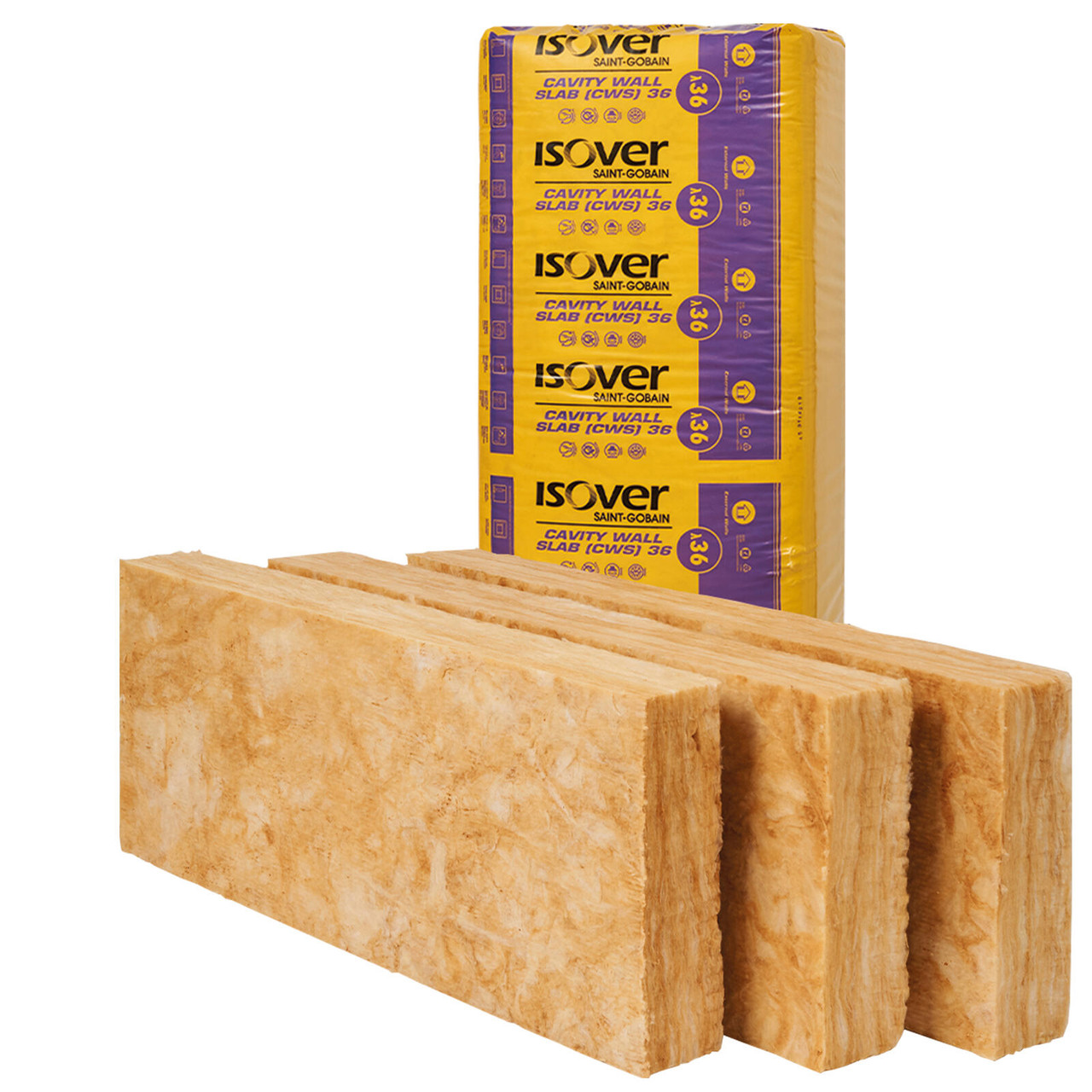 Product image for ISOVER Cavity Wall Slab 36 4.37m2 1200 x 455 x 125mm