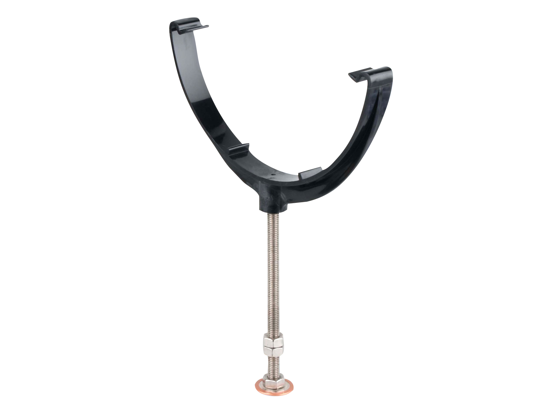 Product image for Wavin Osma Roofline Bow And Pin Rise And Fall Bracket 150mm Black 6T694B