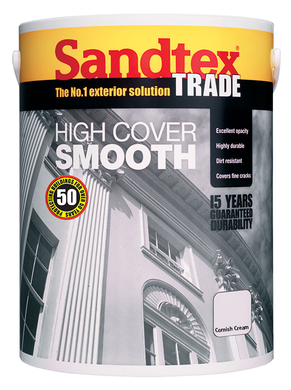 Product image for Sandtex Masonry Paint High Cover Smooth 5L Cornish Cream