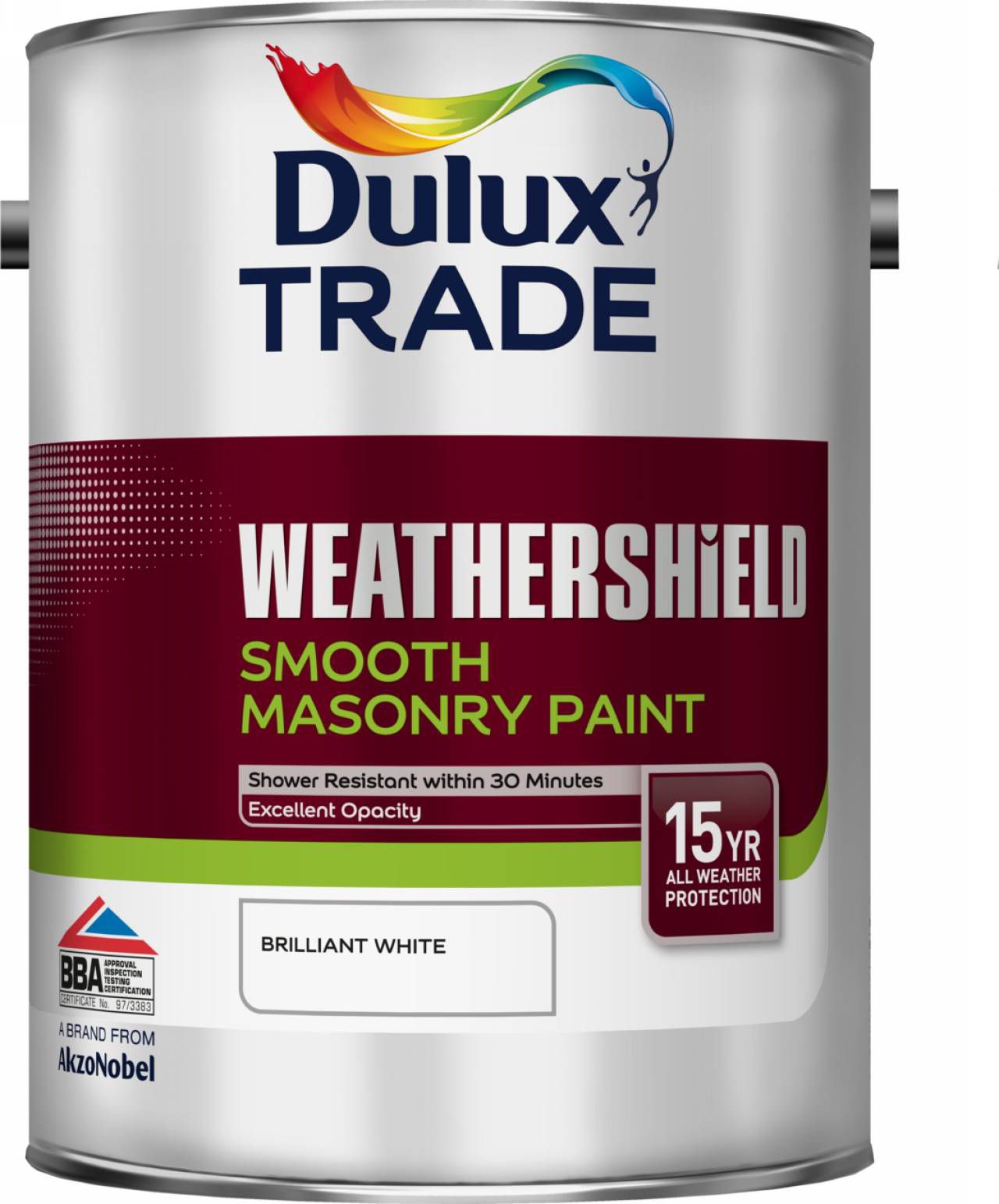 Product image for Dulux Trade Smooth Masonry Paint 5L Brilliant White