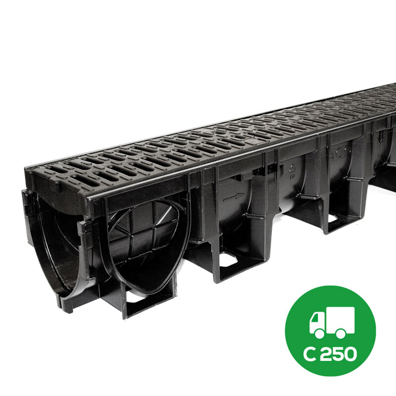Product image for ACO Hexdrain Pro 100 Channel With Black Composite Grating 1m