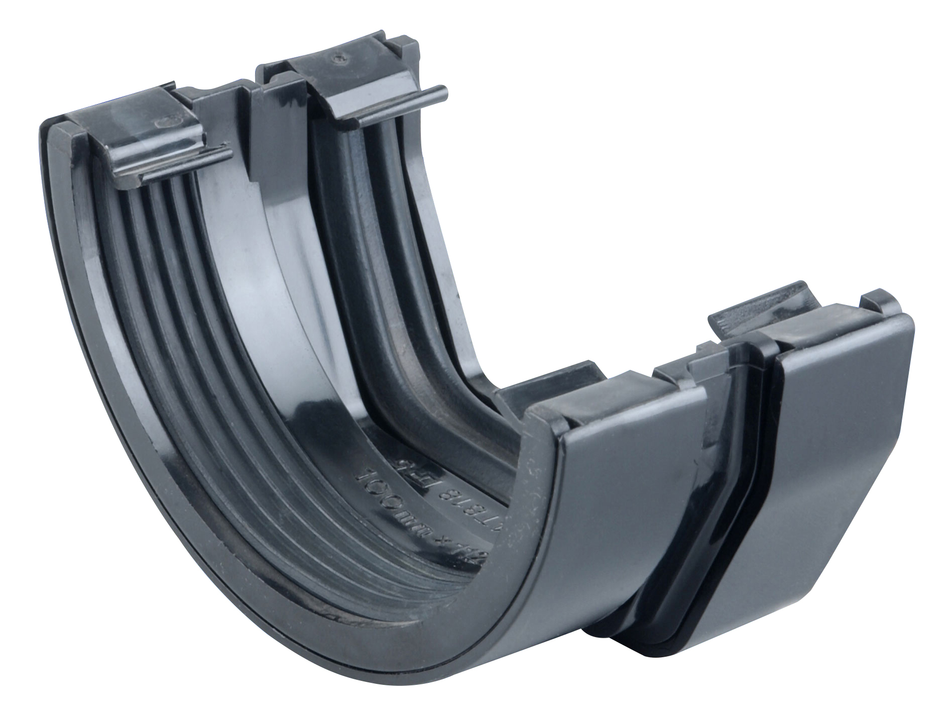 Product image for Osma Squareline 4T818 Connector To 4.5 Roundline Gutter 100mm Black