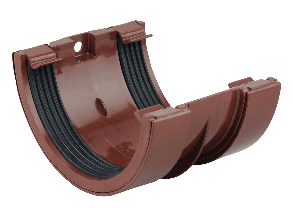 Product image for Osma Roundline 0T005 Gutter Jointing Bracket 112mm Brown