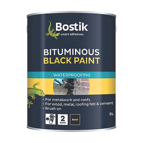 Product image for Bostik Rufabrush Brushable Waterproofer for Roofs, Black, 5 L
