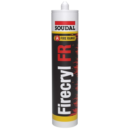 Product image for Soudal Firecryl FR Acrylic Sealant, Fire Retardant, White, 310ml Cartridge