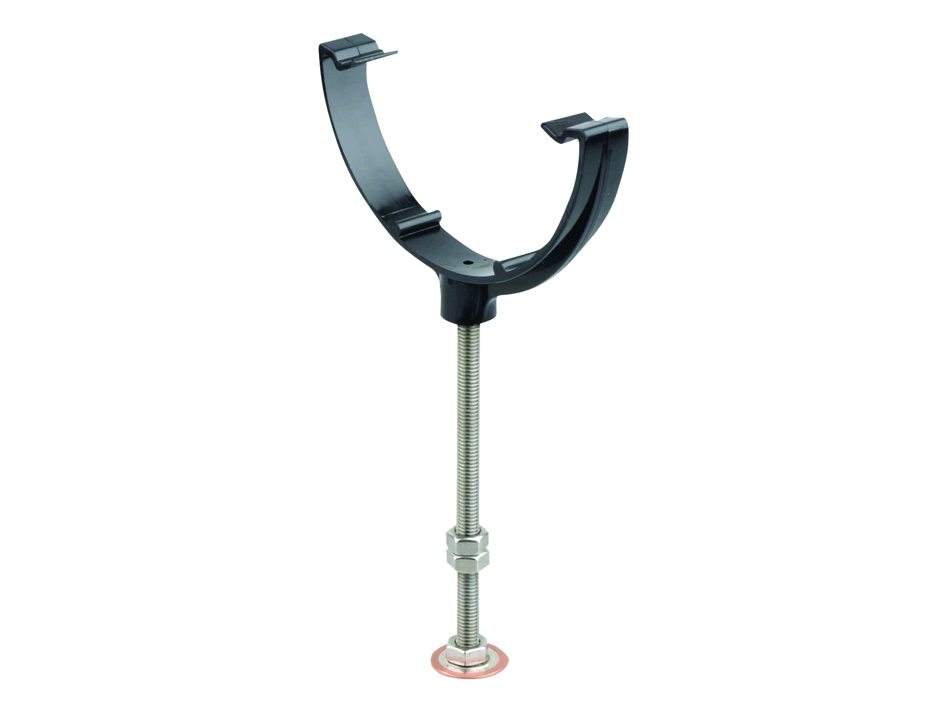 Product image for Wavin Osma Roundline Bow And Pin Rise And Fall Bracket 112mm Black 0T914B