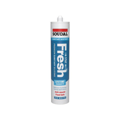 Product image for Soudal Stay Fresh Premium Sanitary Silicone, 290 ML, Ice White