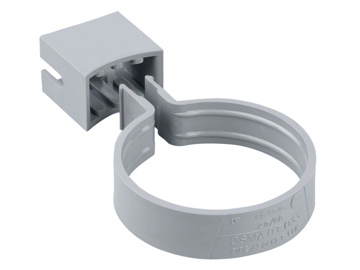 Product image for Wavin Osma Roundline Pipe Or Socket Bracket 68mm Grey