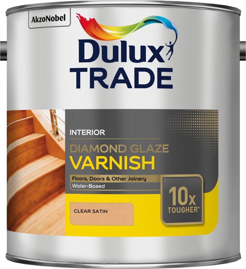 Product image for Dulux Trade Diamond Glaze Varnish Clear Satin 2.5ltr
