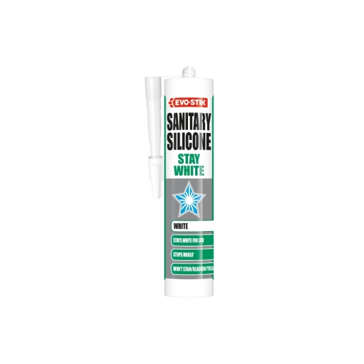 Product image for Evo-Stik Stay White Sanitary Silicone Sealant White