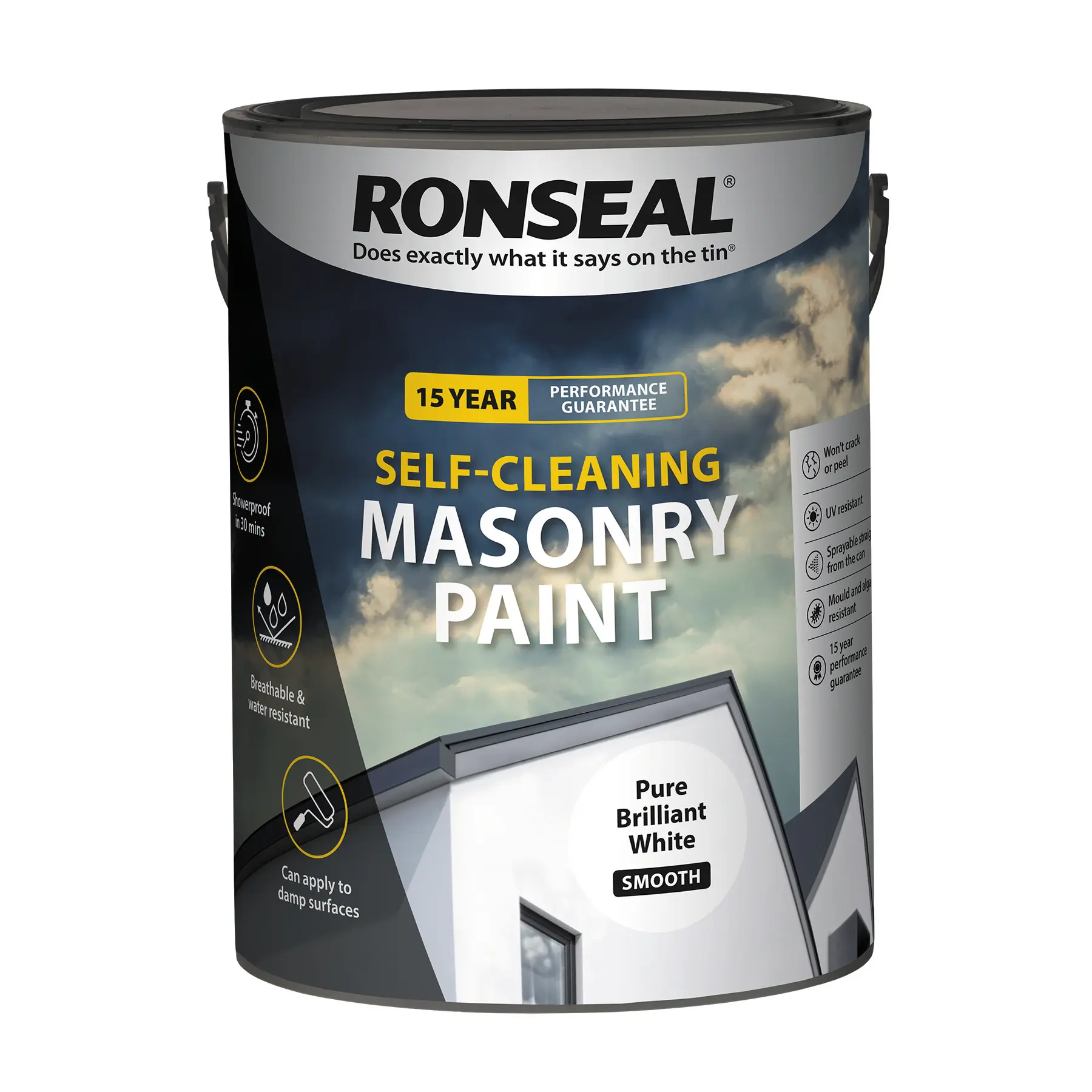 Product image for Ronseal Self-cleaning Masonry Paint Pure Brilliant White Smooth 5L