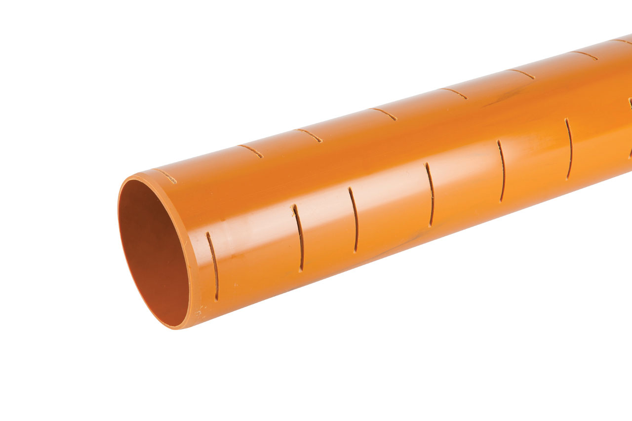 Product image for Osmadrain Plain Ended Slotted Pipe 110mm X 6m 4D066