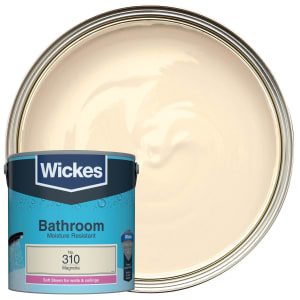 Product image for Wickes Bathroom Soft Sheen Emulsion Paint - Magnolia No.310 - 2.5L