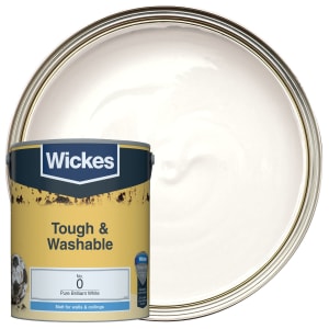 Image of Wickes Tough & Washable Matt Emulsion Paint - Pure Brilliant White No.0 - 5L