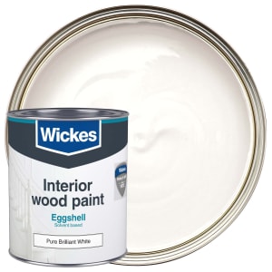 Product image for Wickes Eggshell Wood & Metal Paint - Pure Brilliant White - 750ml
