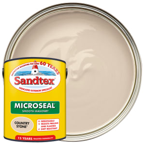 Product image for Sandtex Microseal Ultra Smooth Weatherproof Masonry 15 Year Exterior Wall Paint - Country Stone - 5L