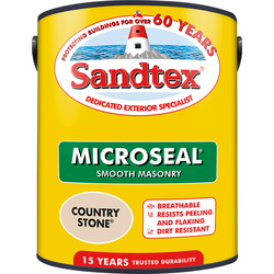 Product image for Sandtex Microseal Ultra Smooth Weatherproof Masonry 15 Year Exterior Wall Paint - Country Stone - 5L