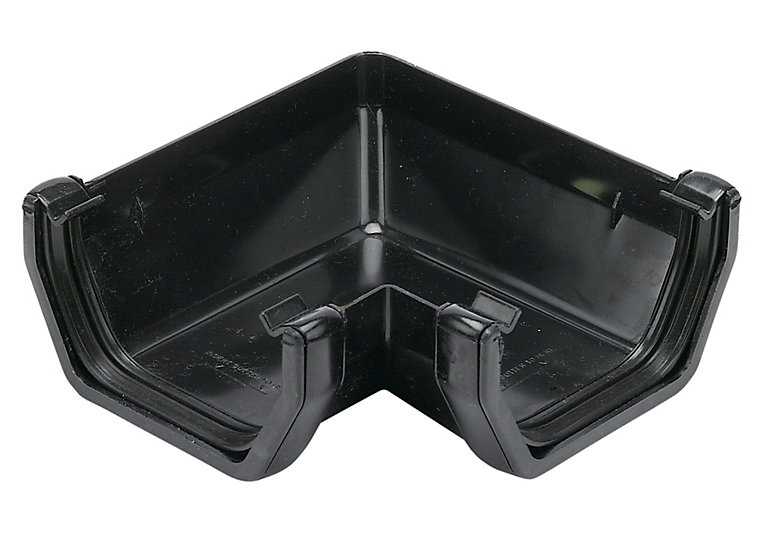 Product image for FloPlast 114mm Black Square Line Gutter Angle - 90°
