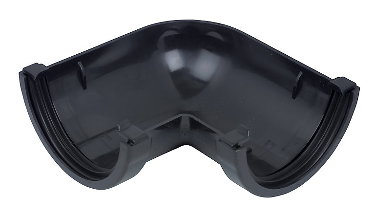 Product image for FloPlast 76mm Black MiniFlo Gutter Angle - 90°