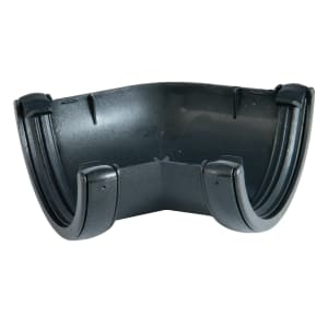 Image of FloPlast 112mm Black Cast Iron Style Half Round Gutter Angle - 135°