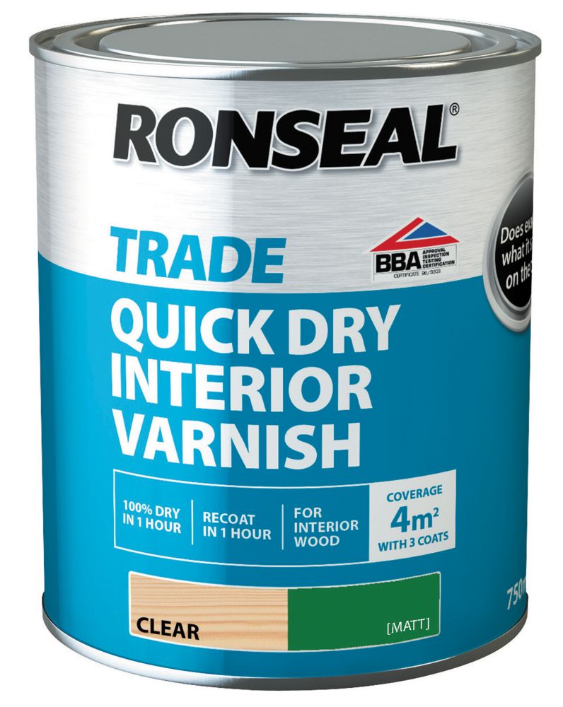 Image of Ronseal Trade Quick Dry Interior Varnish 750ml Matt