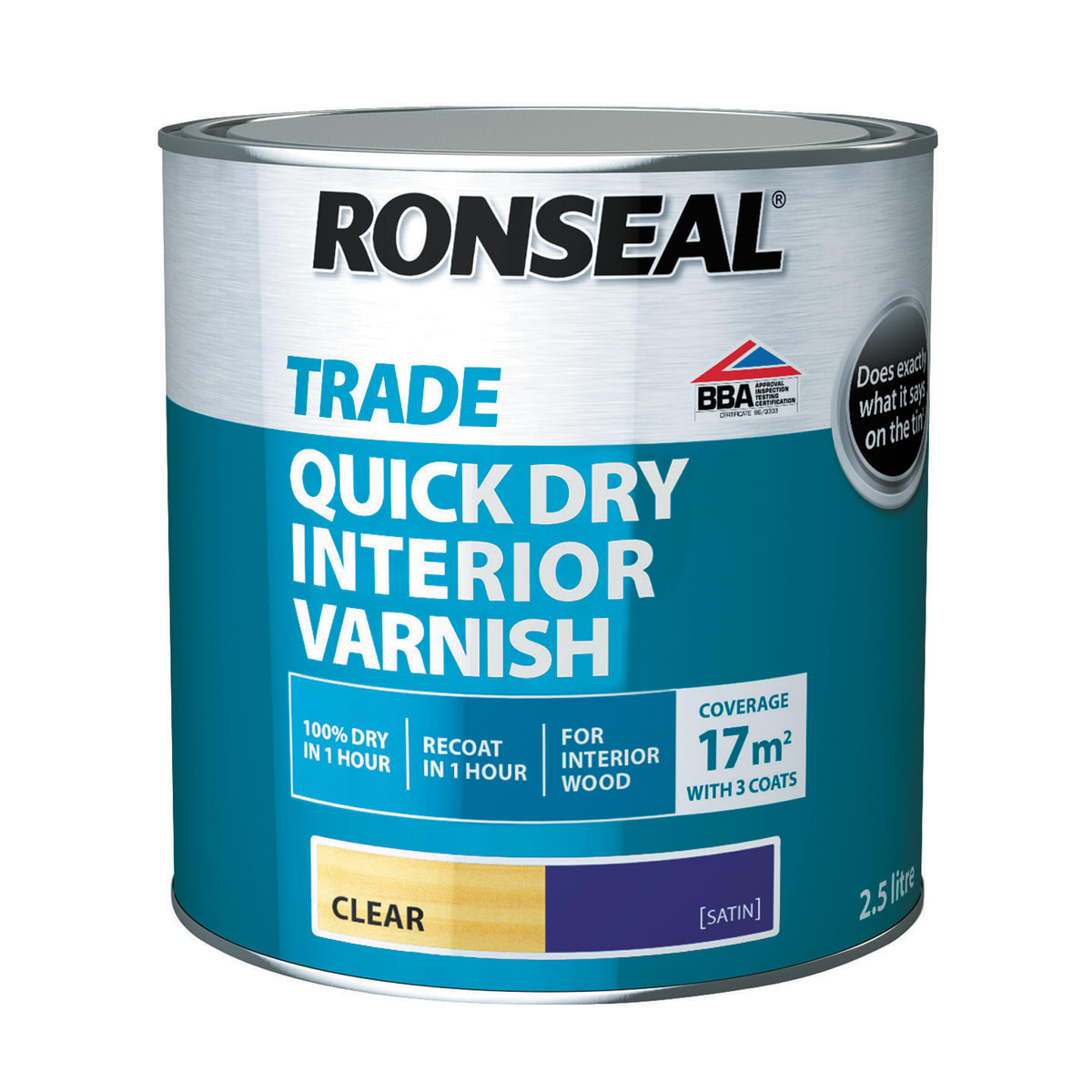 Product image for Ronseal Trade Quick Dry Interior Varnish 2.5L Clear