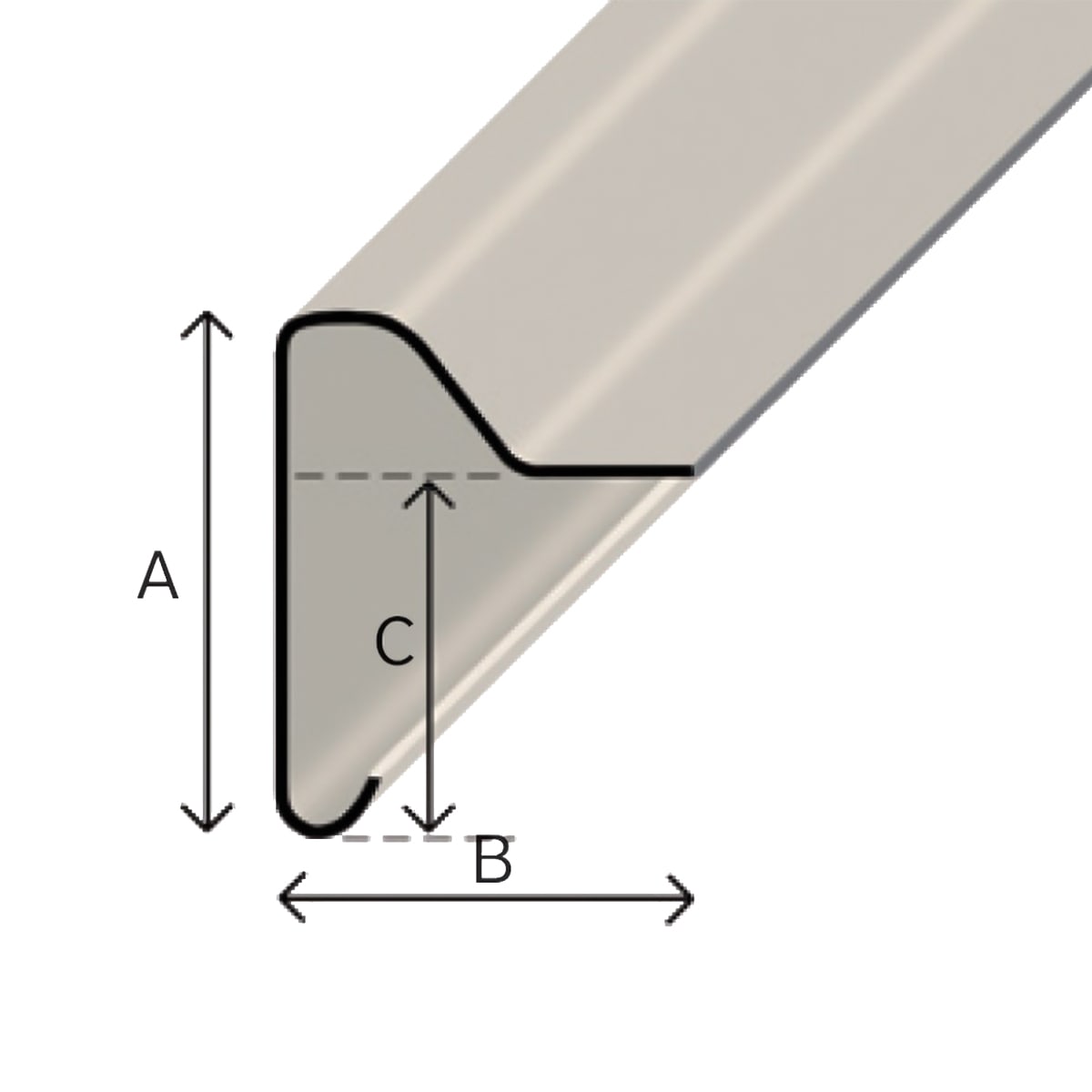 Product image for Tuffstuff B260 Upstand Trim 3M X 125mm X 110mm Grey
