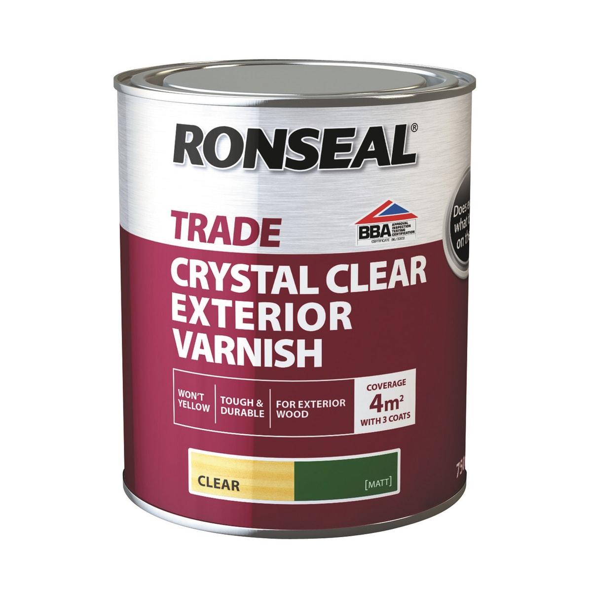 Product image for Ronseal Trade Crystal Clear Exterior Varnish 750ml Matt