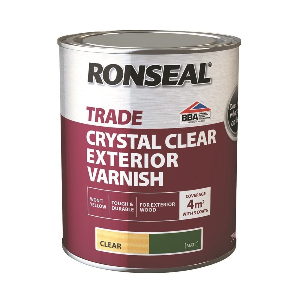 Product image for Ronseal Trade Exterior Varnish Matt Crystal Clear 750ml 