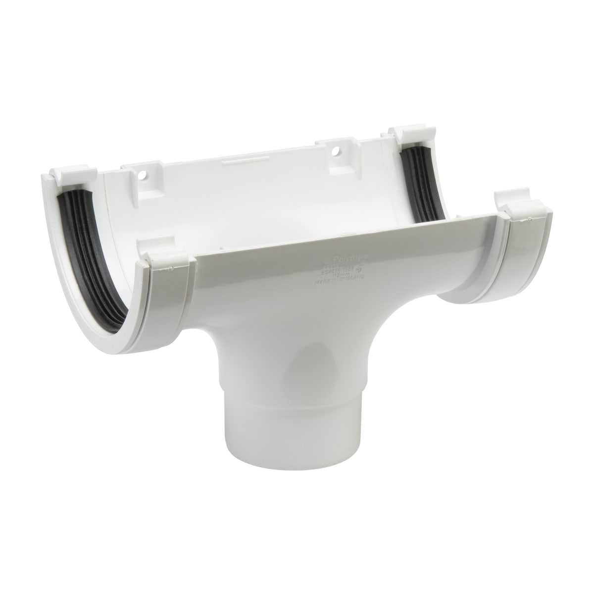Image of Polypipe Half Round Running Outlet 112mm White RR105W