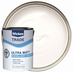 Product image for Wickes Trade Ultra Matt Emulsion Paint - Pure Brilliant White - 5L