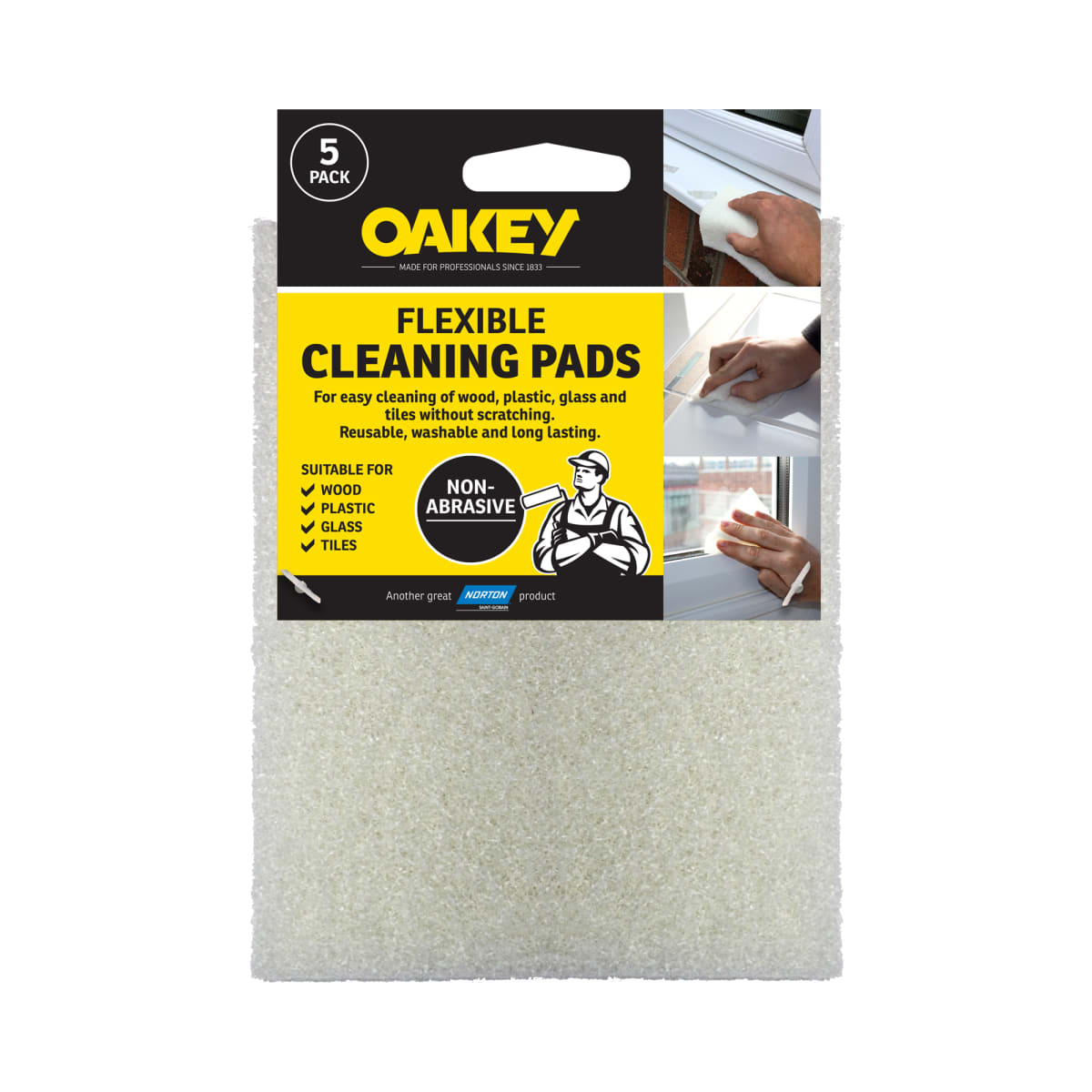 Product image for Oakey Flexible Cleaning Pads Non Abrasive Pack Of 5 150x115mm L X W (mm)