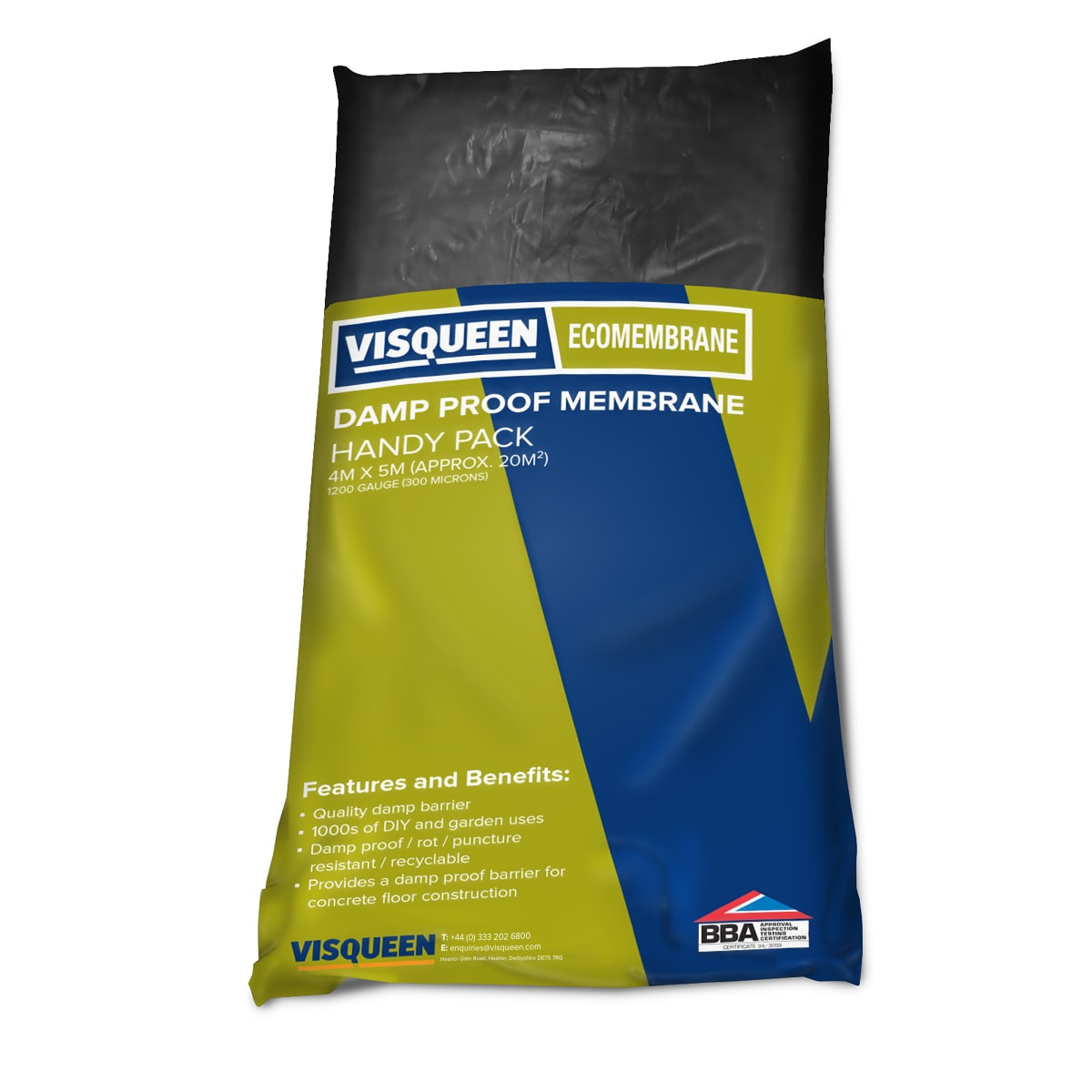 Product image for Visqueen 250mu Damp Proof Membrane Handypack 4 X 5m Black