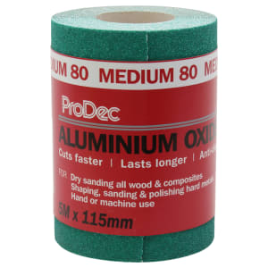 Product image for Prodec Sandpaper Aluminium Oxide Green 115mm X 5mtr 80G